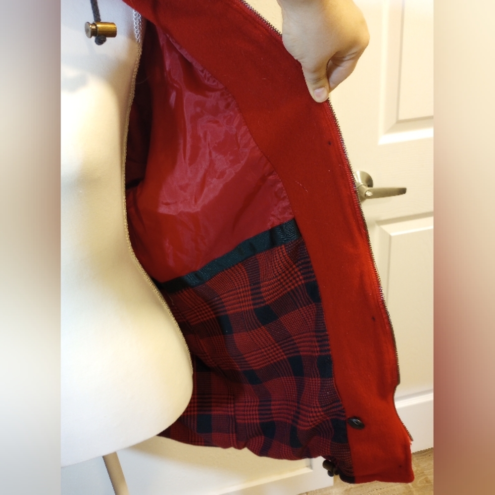 Eddie Bauer Red Wool Coat, Sz L - Picture 4 of 8